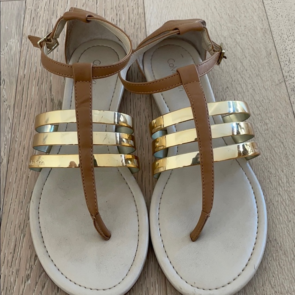 Calvin Klein sabia smooth tan gladiator sandals